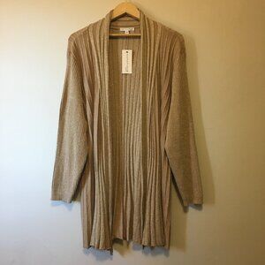 NWT Notations Sparkly Ribbed Metallic Open Cardigan Plus 2X